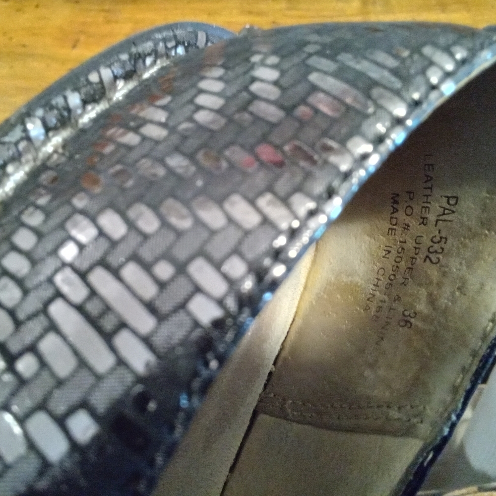 Alegria Metallic Black Woven Mary Jane Mules - Picture 6 of 11